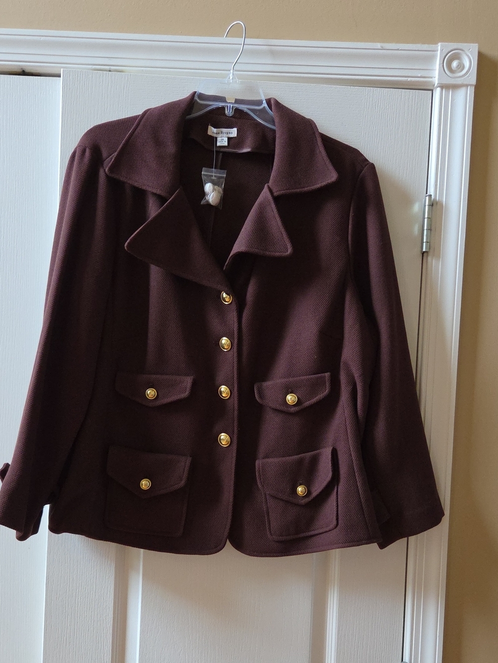 Joan Rivers Women's Chocolate Brown With Gold Buttons Jacket, Size 2X NWOT
